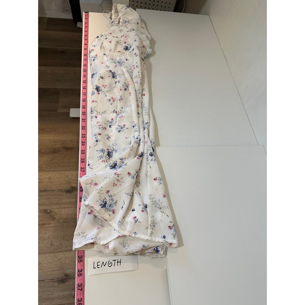 No Boundaries Floral Puff Sleeve Mini Dress WhiteCottagecore Size L Babydoll - Picture 9 of 11